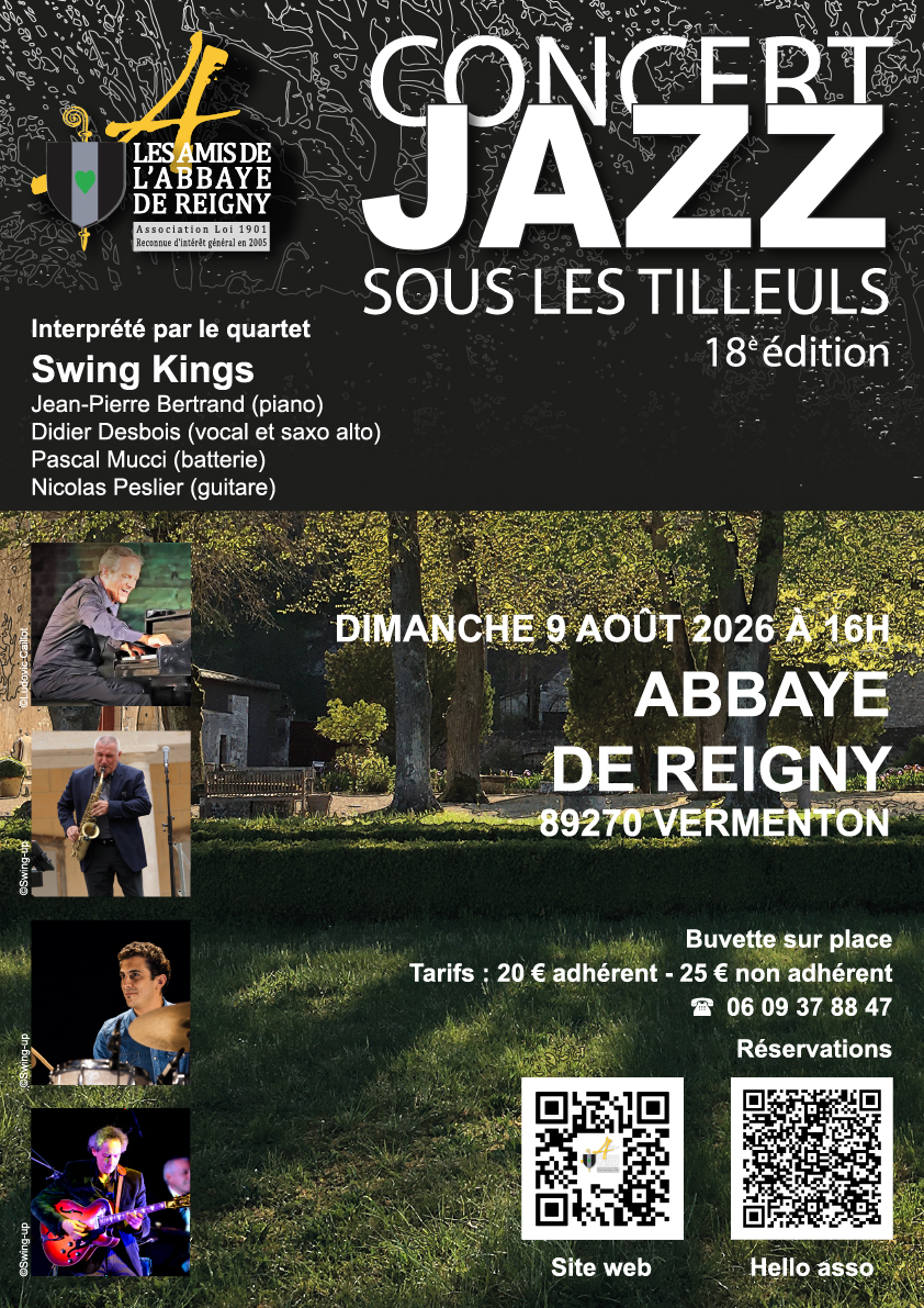 concert de jazz sous les tilleuls avec Quartet Swing Kings Amis de Reigny 2026